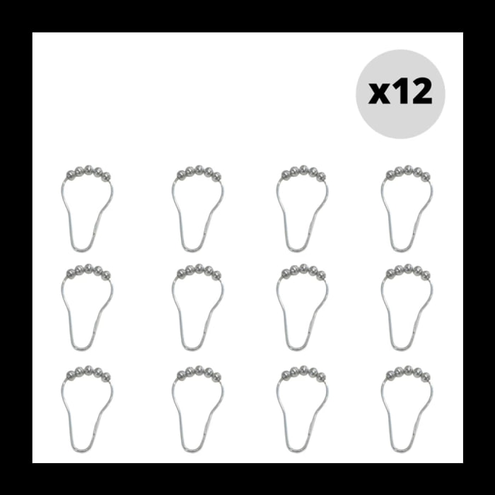 Lot de 12 anneaux pour rideaux de douche ANELLO Chromé Spirella