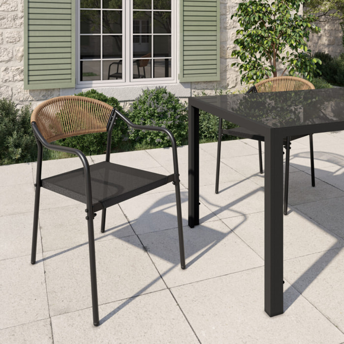 Chaises de jardin Nazare en osier et textilène - lot de 4