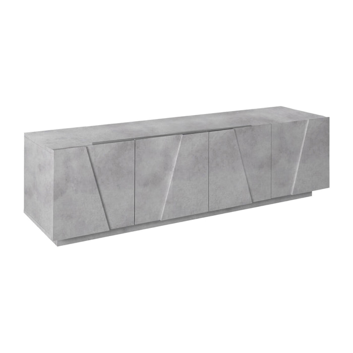 Mobile porta TV Acix, Credenza bassa da soggiorno, Base porta televisione, 100% Made in Italy, cm 162x44h46, Cemento