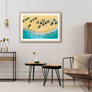 Poster paillote du pacifique Affiche + cadre en bois - Chêne