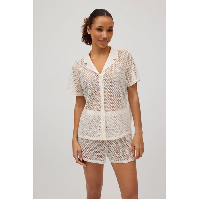 Shorts traforati avorio