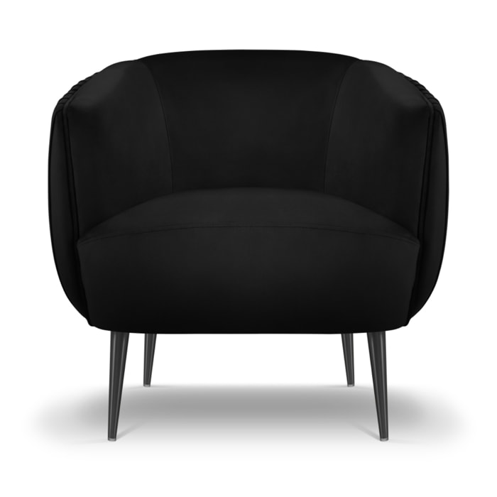 Fauteuil "Cyrille" en velours noir