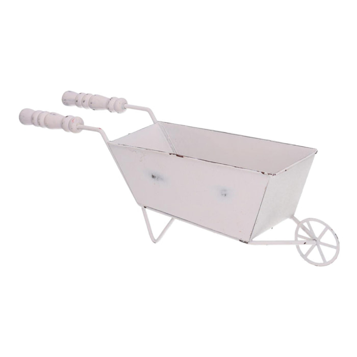 Svuotatasche in metallo a forma di carriola bianco cm30,5x10h7,5