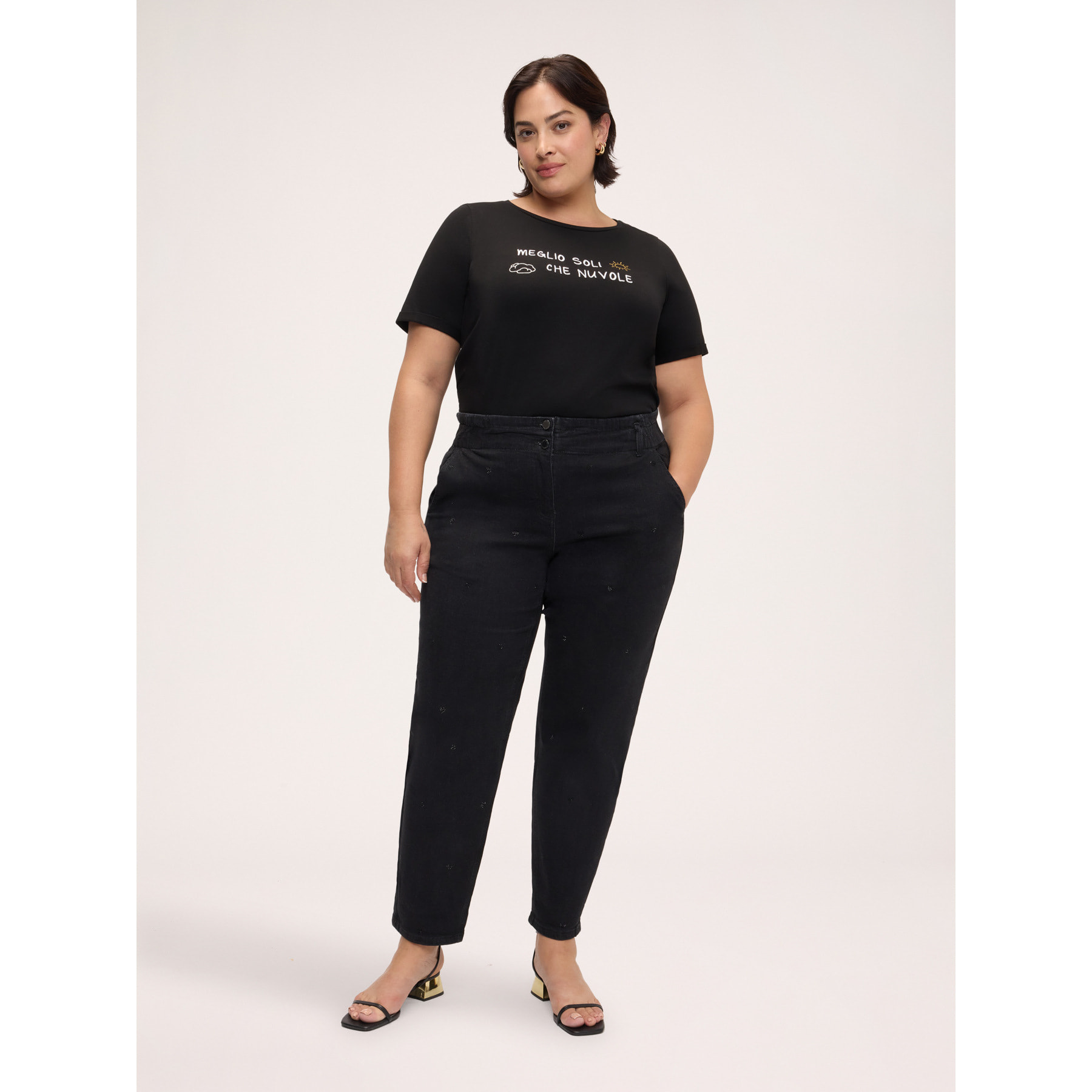 Fiorella Rubino - Camiseta de algodón con frase irónica - Negro