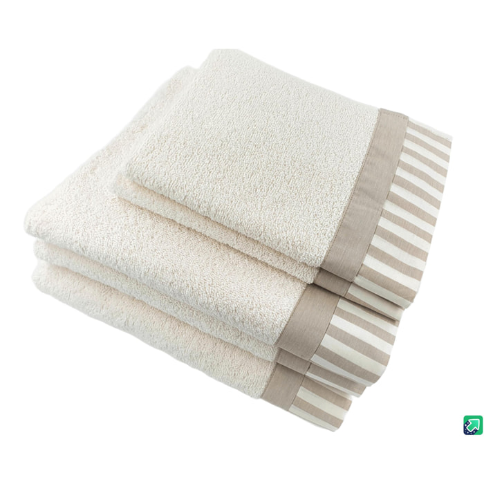 Set Spugna AMALFI 5 Pezzi: 2 Viso+2 Ospite + 1 Telo Bagno - 450 gr/m² - 100% Puro Cotone