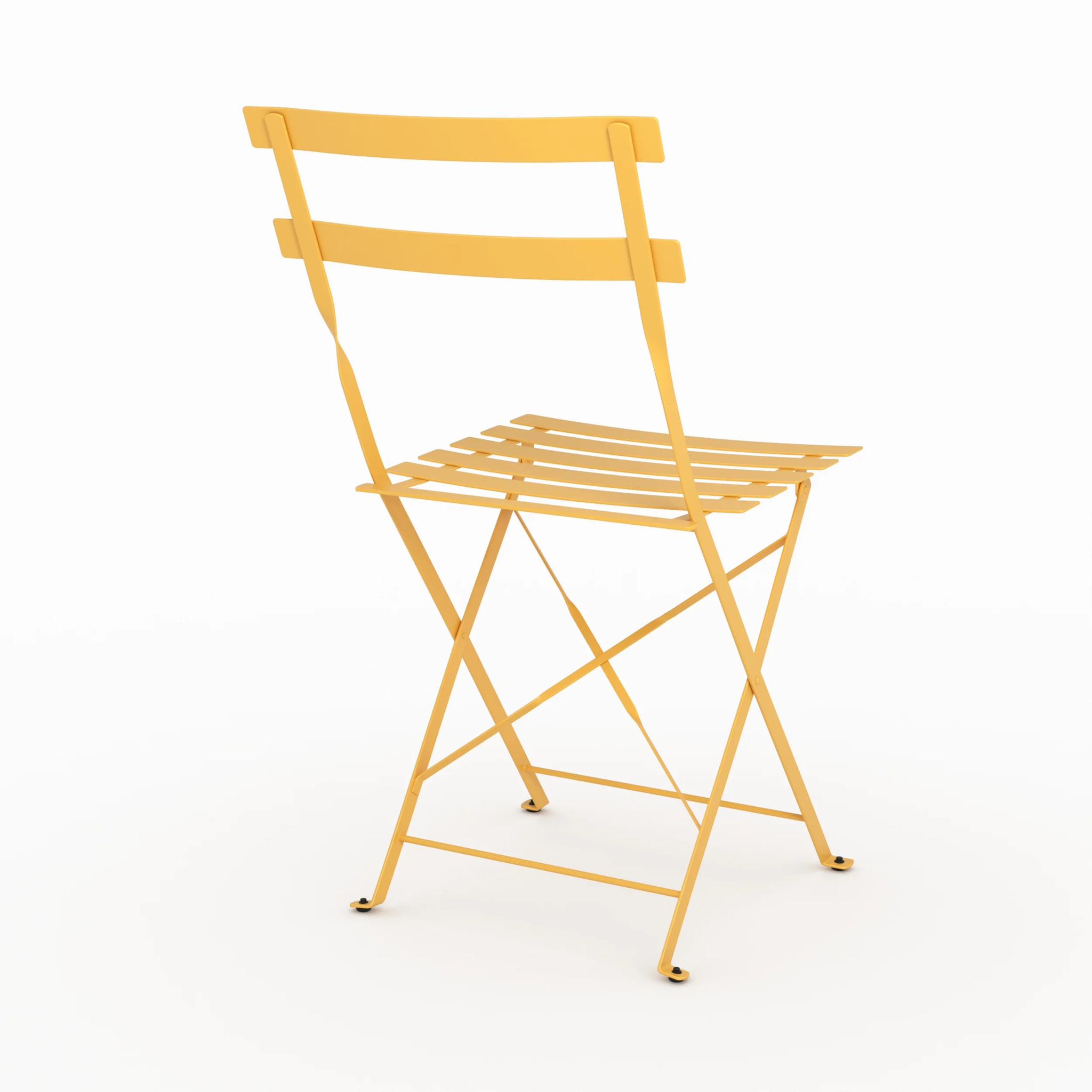 Lot de 2 chaises de jardin en métal jaune beurre, pliantes - Kayla