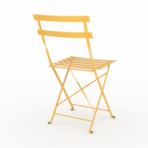 Lot de 2 chaises de jardin en métal jaune beurre, pliantes - Kayla