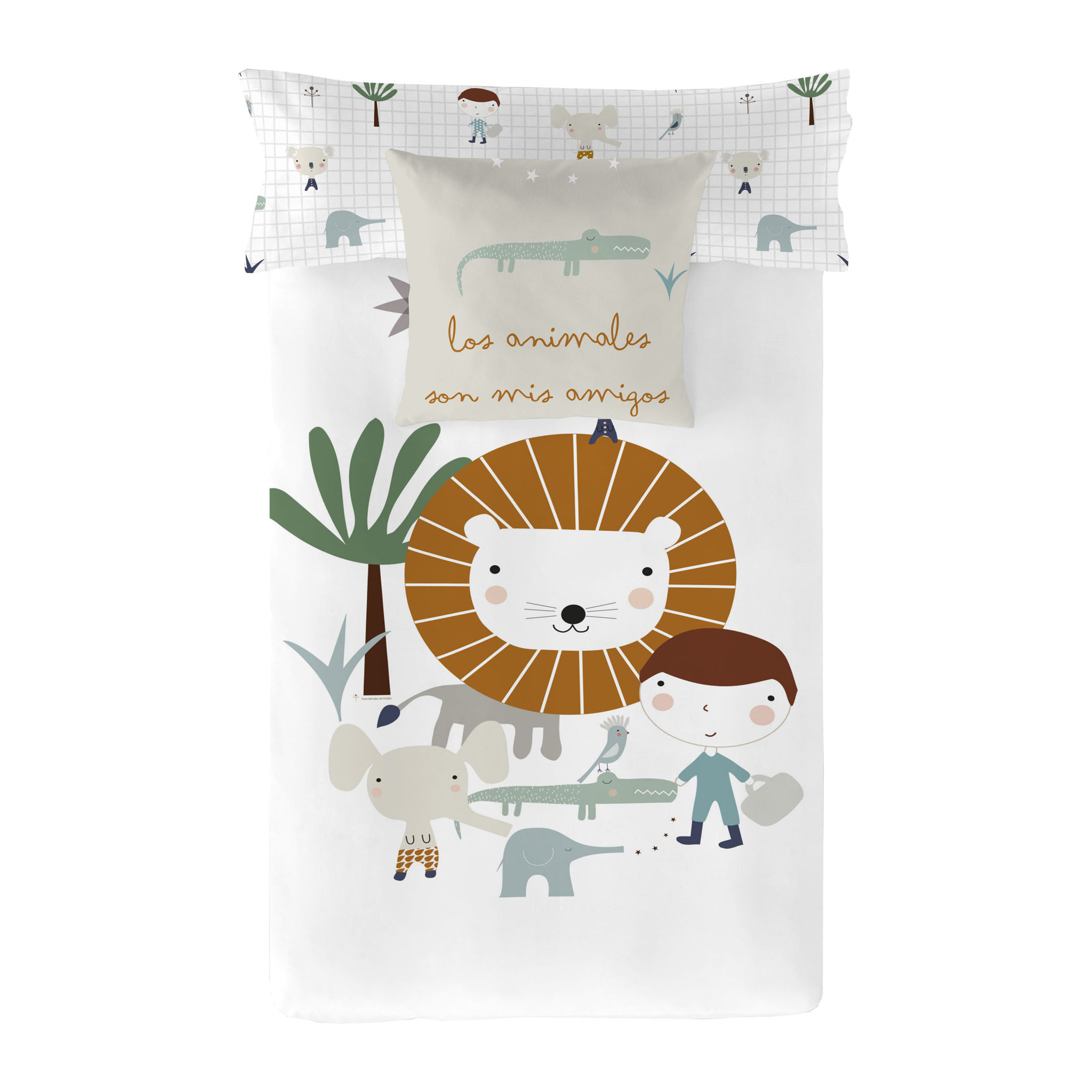 Haciendo el Indio - Funda Nórdica Estampada - Reversible - Infantil - Cierre Solapa - 100% Algodón - Incluye 1 Funda de Almohada - Jungla niño