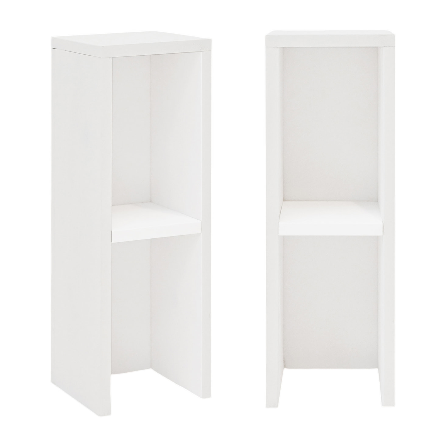 Pack 2 mesitas de noche o auxiliares de madera maciza en tono blanco 60x20cm Alto: 60 Largo: 20 Ancho: 20