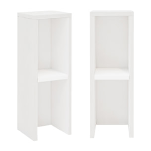 Pack 2 mesitas de noche o auxiliares de madera maciza en tono blanco 60x20cm Alto: 60 Largo: 20 Ancho: 20