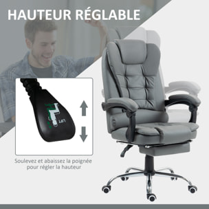 Fauteuil de bureau fauteuil manager grand confort réglable dossier inclinable repose-pied revêtement synthétique gris