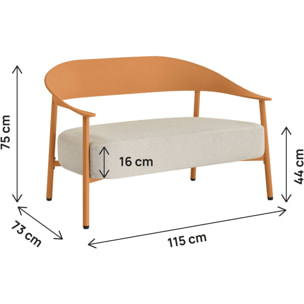 Canapé de jardin en plastique et en métal "Céora" - 2 places - Orange