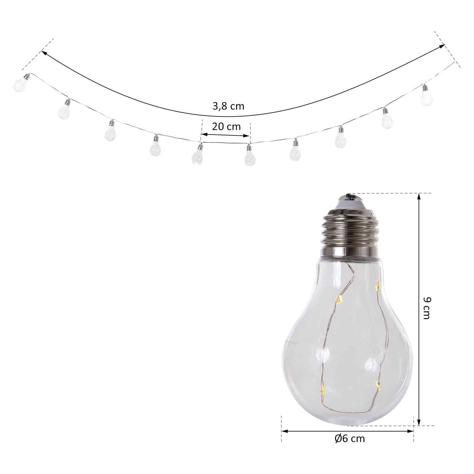 Guirlandes LED solaires extérieures - lot de 2 pcs - total 20 ampoules 7,6 m