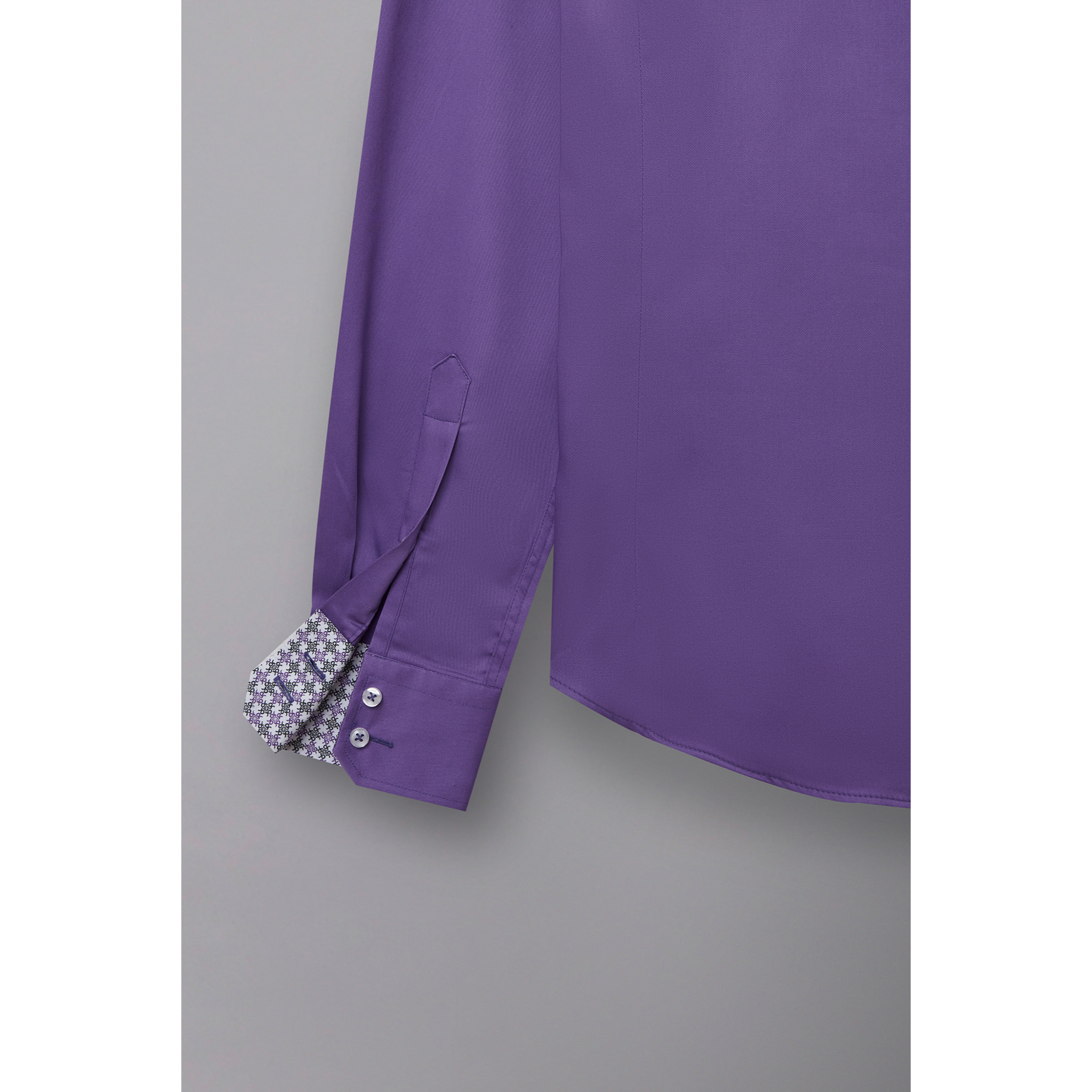 Camicia Uomo 2 Bottoni Button Down 7bottoni Doppio Coll Satin Unito Viola