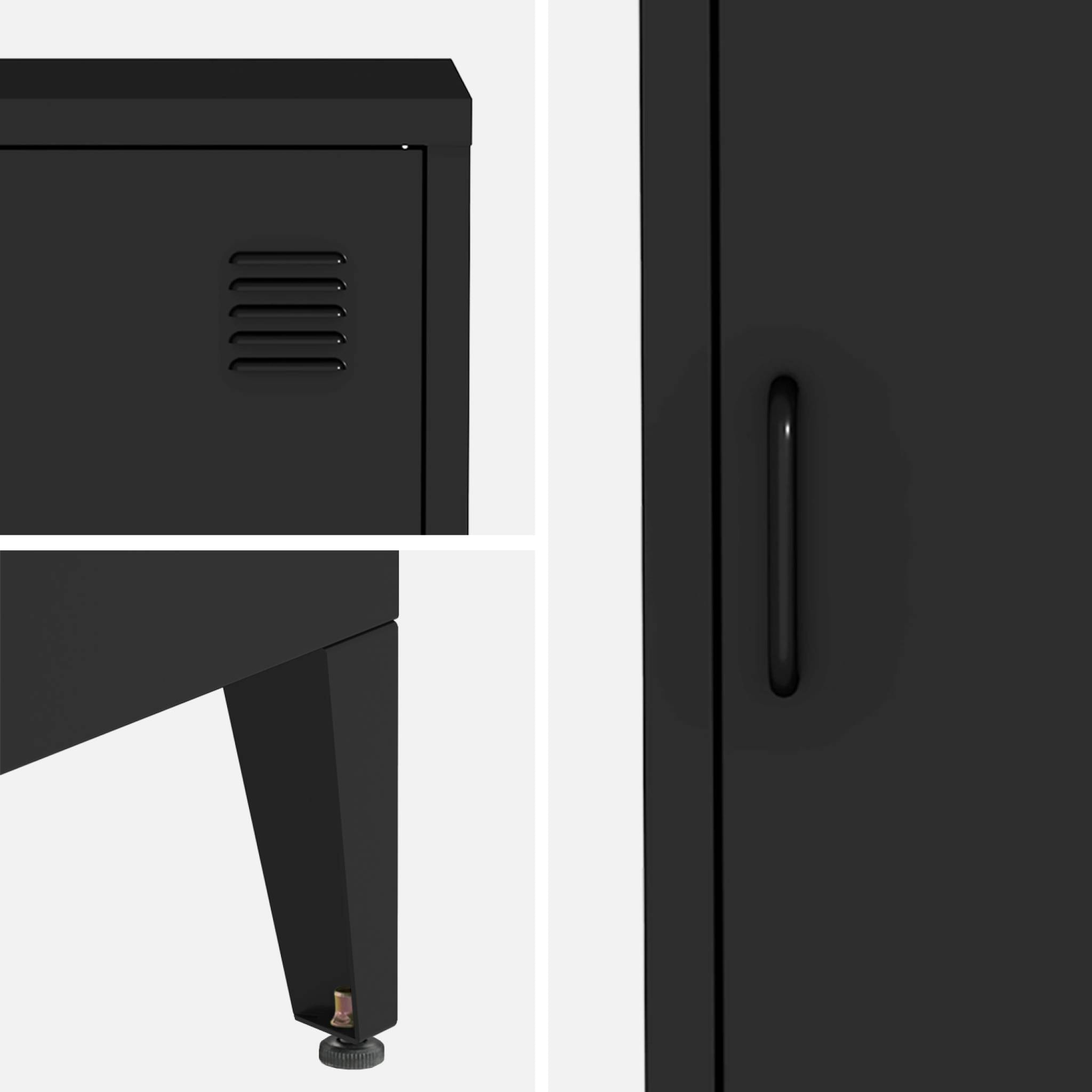 Armoire chambre en acier noir. 4 espaces de rangement. casier