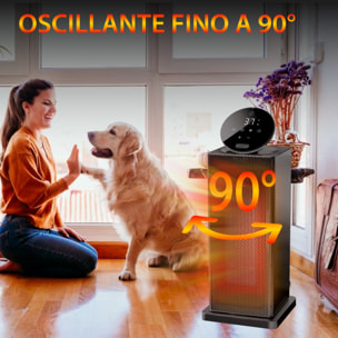 Termoventilatore Ceramico 2000w Basso Consumo Stufa Elettrica Regolabile Timer Oscillazione 90° 3 Modalità Protezione Surriscaldamento Ribaltamento