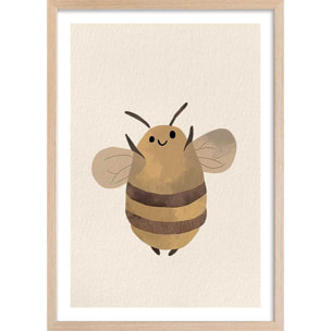 Affiche enfant l'abeille  Affiche + cadre en bois - Chêne