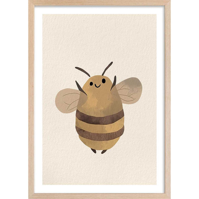 Affiche enfant l'abeille  Affiche + cadre en bois - Chêne