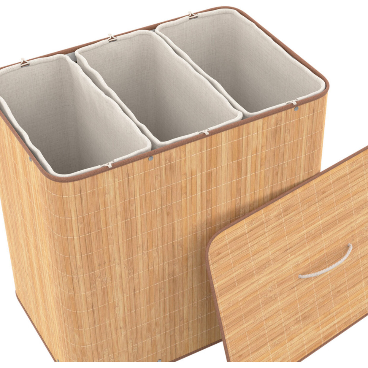 Panier à linge Maya 3 compartiments en bambou