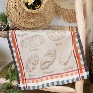 Torchon en coton pains tradition française - Ecru