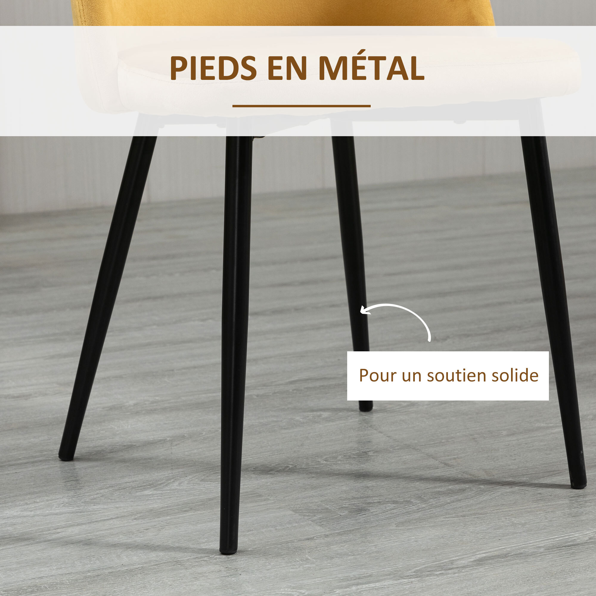 Chaises de visiteur design scandinave - lot de 4 chaises - velours gris bleu canard moutarde