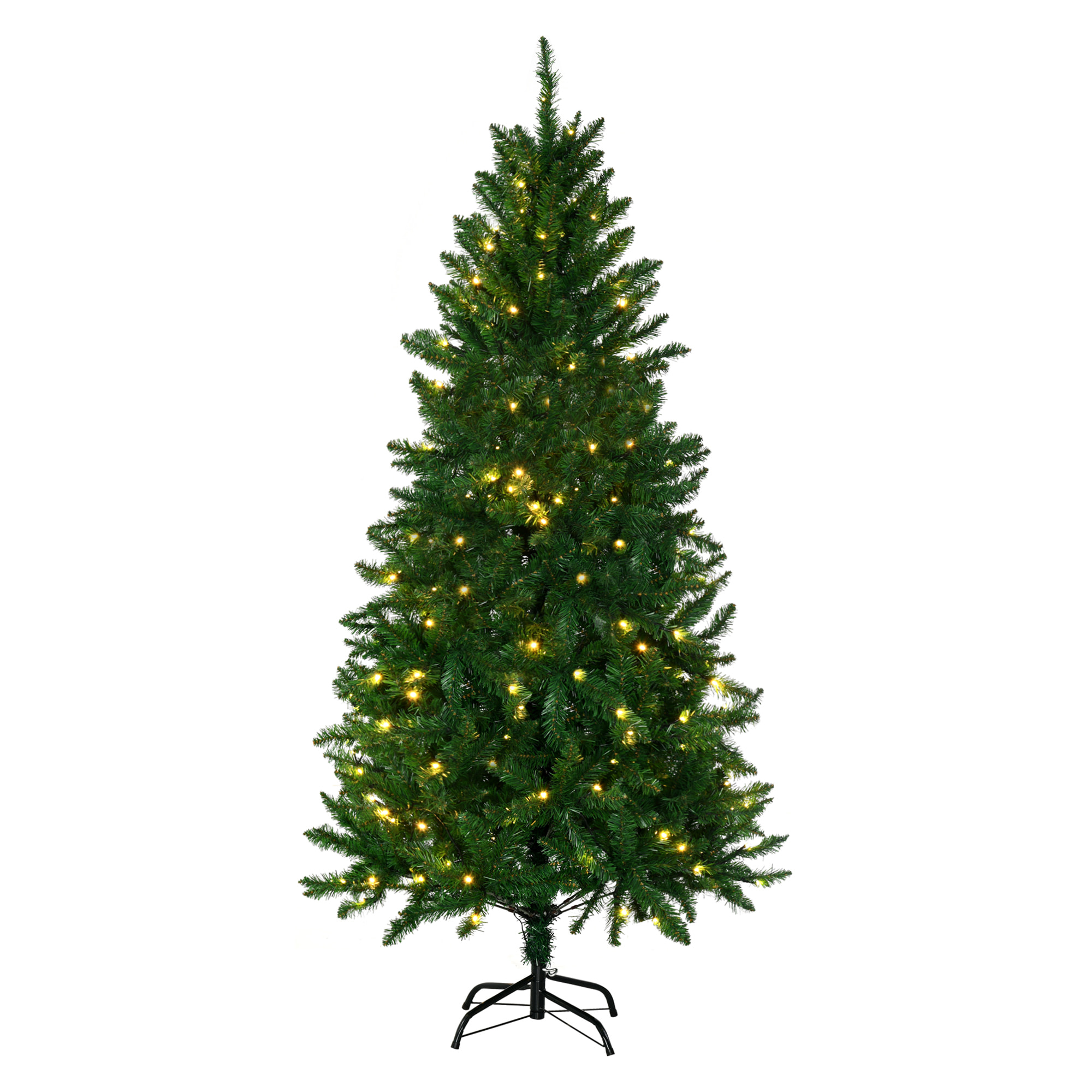 árbol de Navidad Artificial Altura 180 cm Ignífugo con 714 Ramas 200 Luces LED
