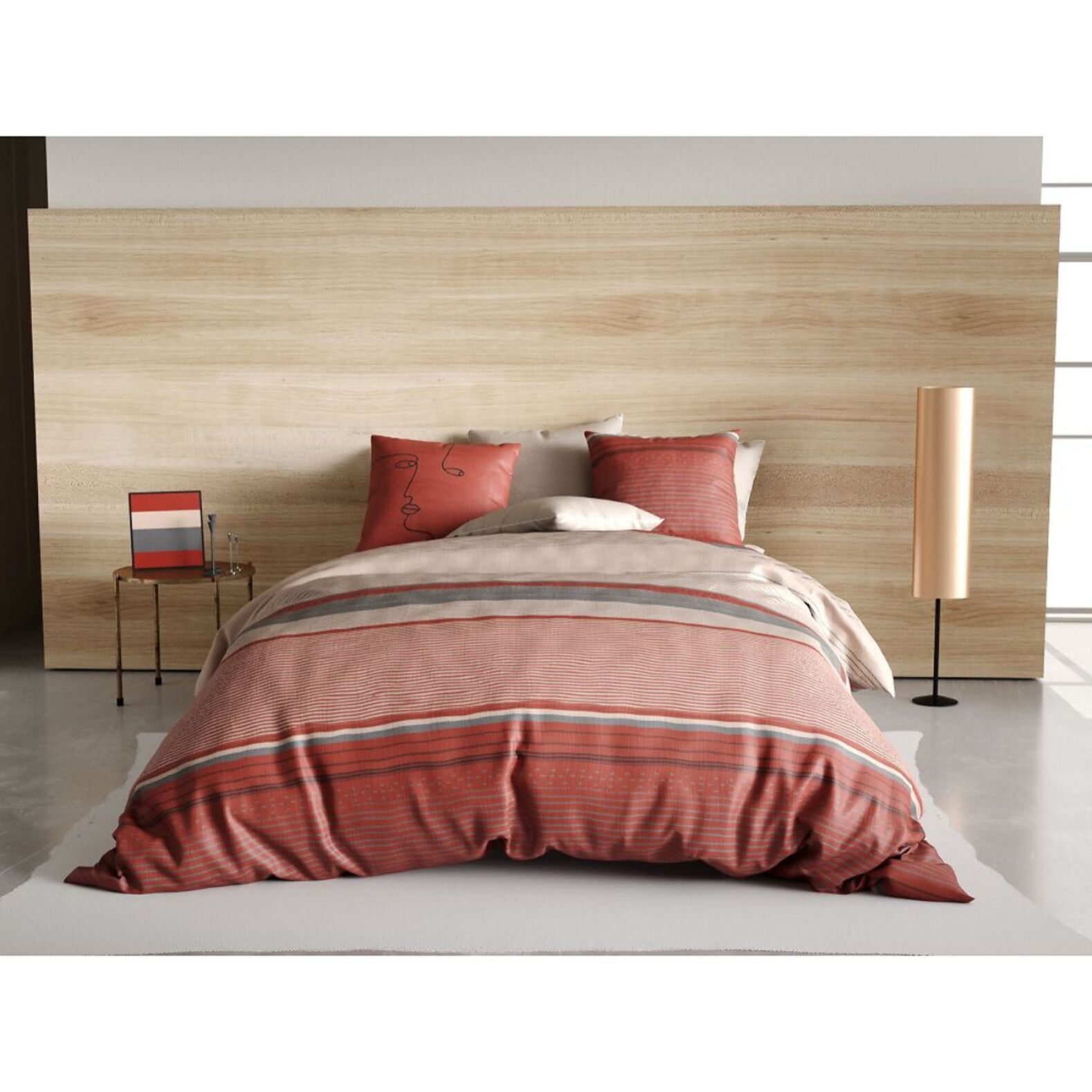 Parure Housse De Couette + 2 taies 100% coton 71fils Hana