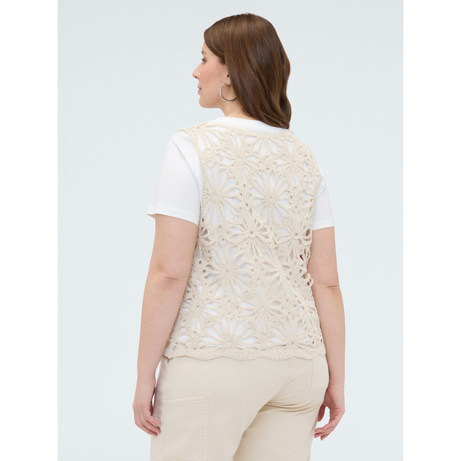 Fiorella Rubino - Camiseta con top de crochet - Beige