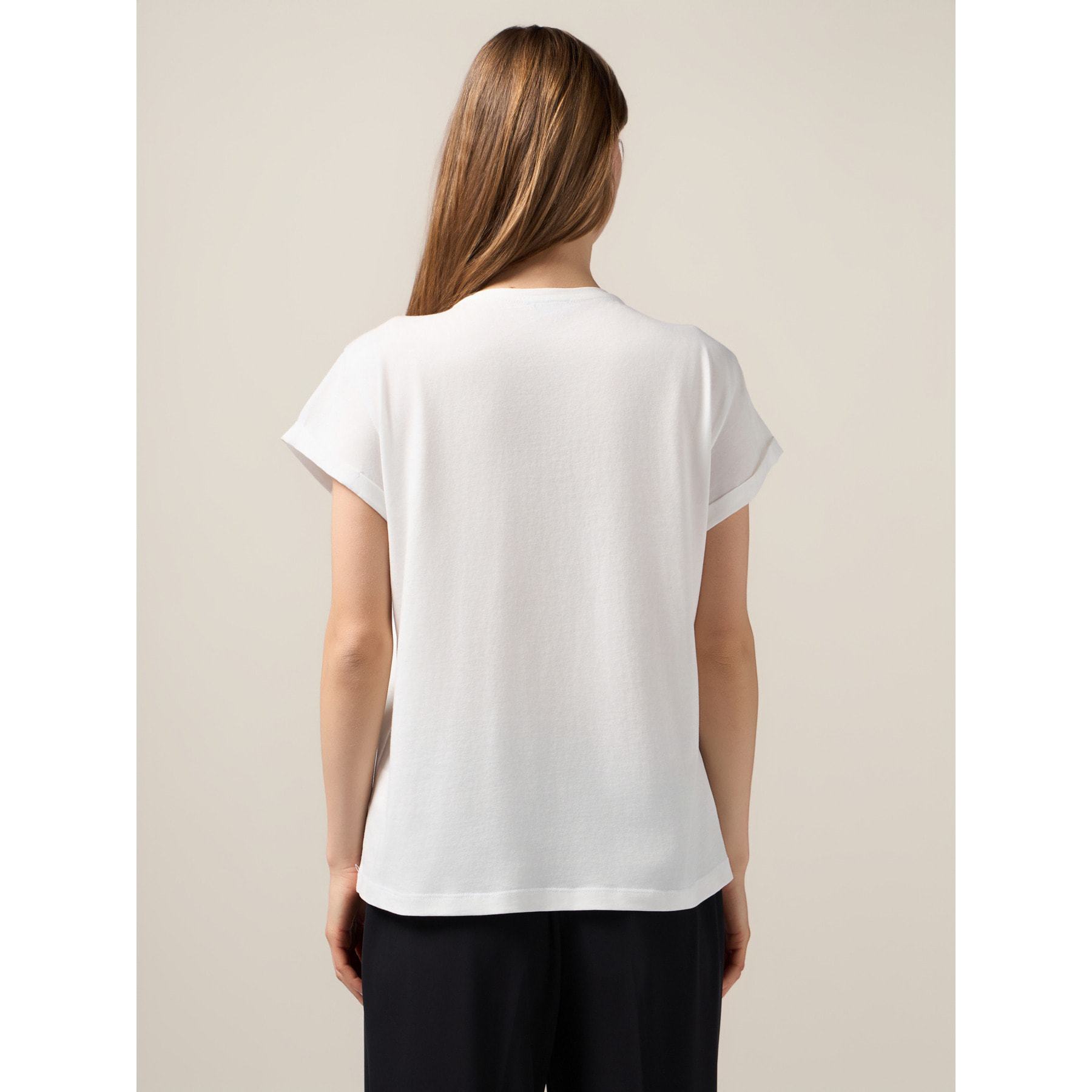 Oltre - T-shirt con applicazione gioiello - Bianco