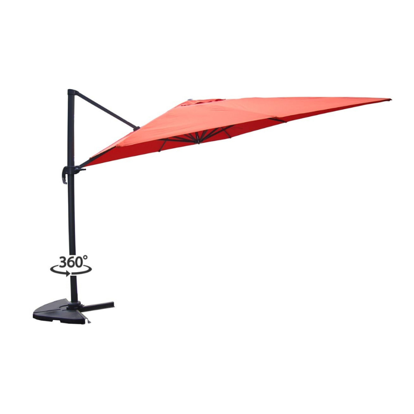 Parasol déporté et rotatif 3 x 3m terracotta RAFAELA
