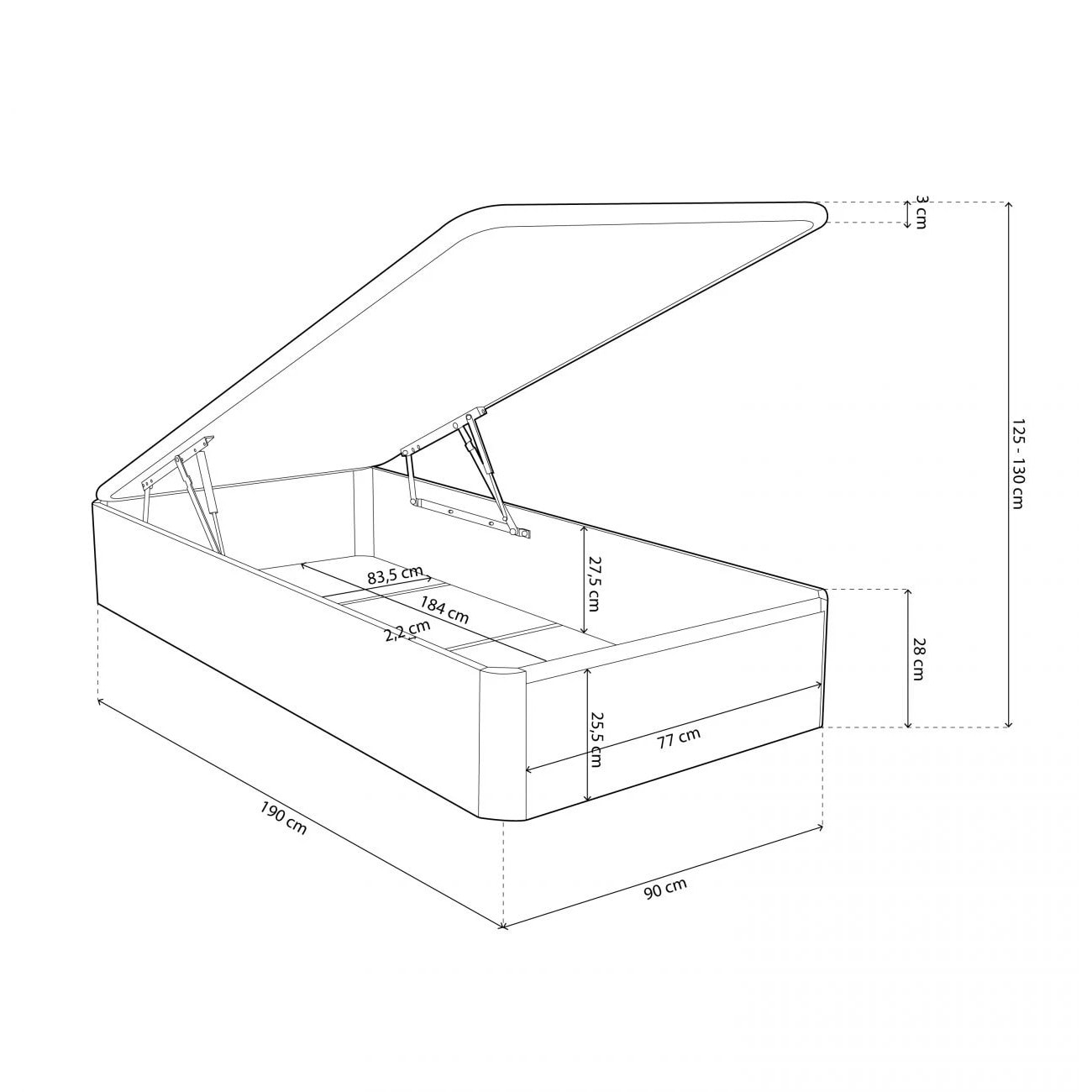 Canapé básico 90x190 cm en artic Luxury 3D Artic