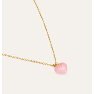 Collana Sweet Heart Pink Stone Placcato Oro
