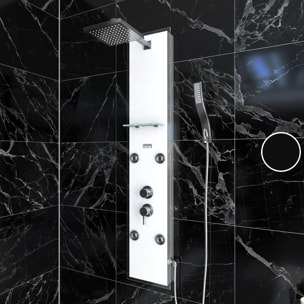 Colonnne de douche a hydromassage - 22x125cm - en verre trempe + buses hydromassantes- EPSILON WHITE