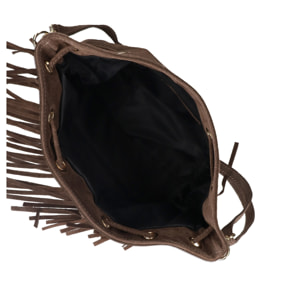 Borsa a secchiello da donna Made in Italy - Modello Umbria Plus - Pelle scamosciata - 25.0 x 22.0 x 13.0 cm