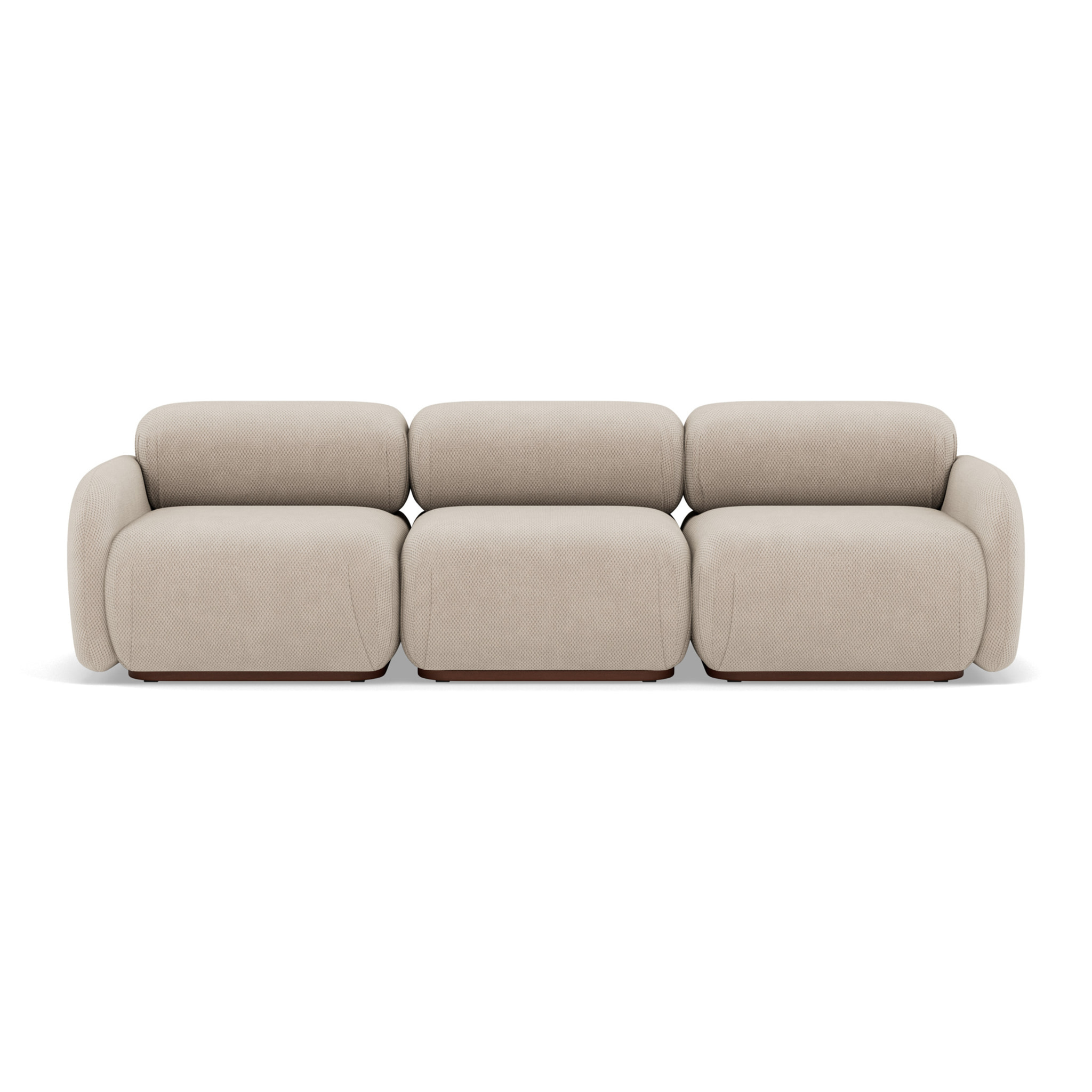 Penelope - canapé droit modulable 3 places en velours texturé - Beige