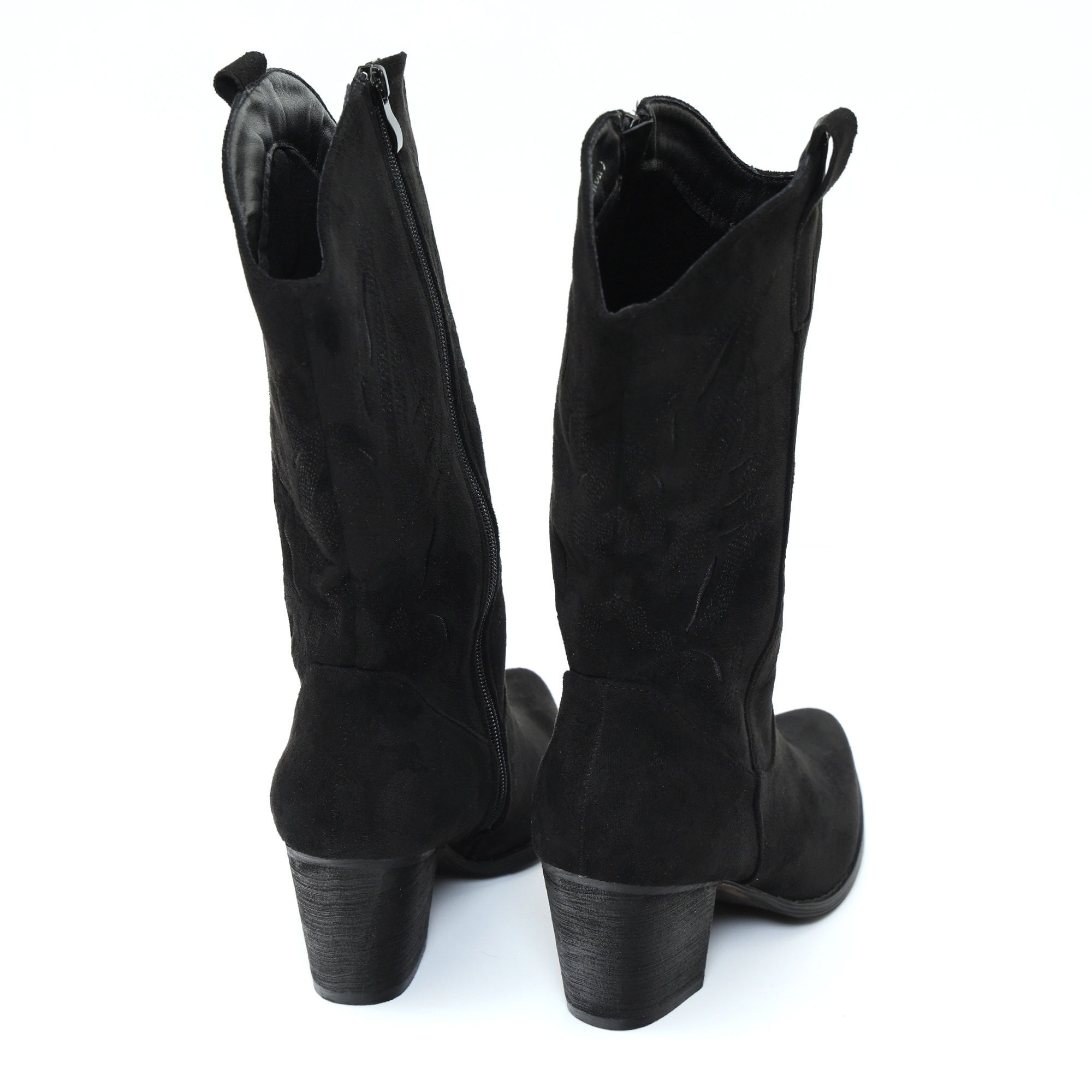 Stivali texani in simil pelle scamosciata con ricamo