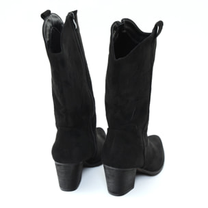 Stivali texani in simil pelle scamosciata con ricamo