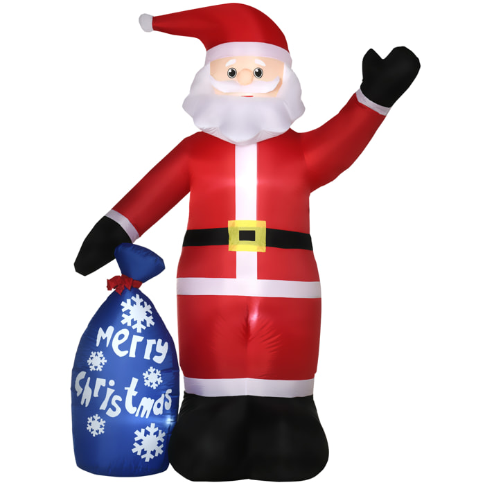 Outsunny Babbo Natale Gonfiabile con Luci LED Bianche e Gonfiatore Incluso, 146x77x238 cm