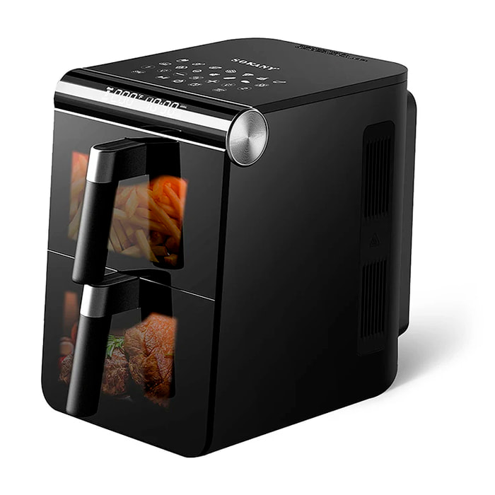 Freidora de aire con doble compartimento de 6.5L. 1700W+1700W de potencia.