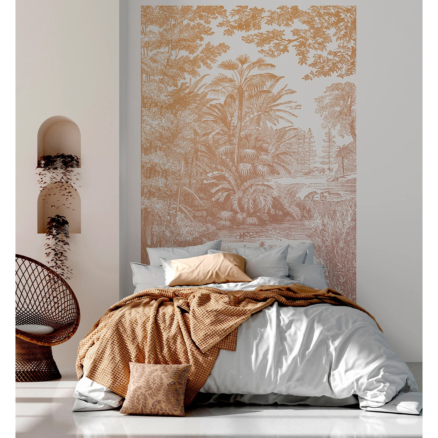 Papier peint panoramique Araucaria - Ocre Rose