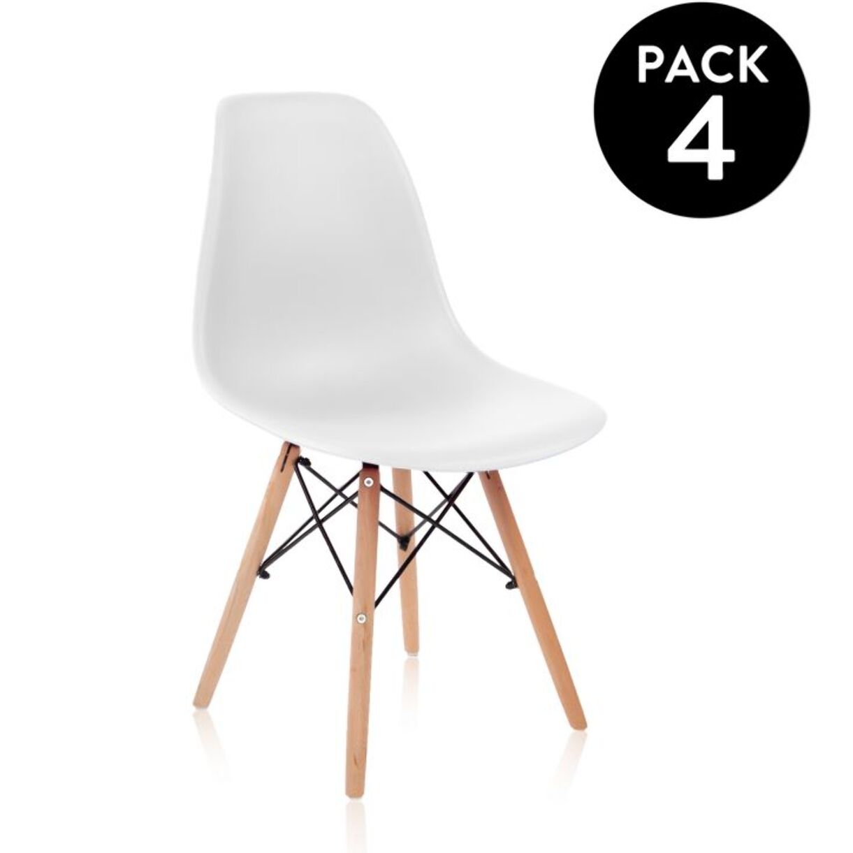 Pack 4 sillas Tower Wood Blanco