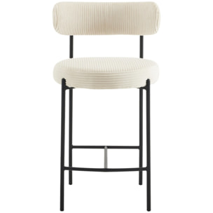 Lot de 2 tabourets de bar en velours côtelé - EVORA