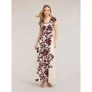 Motivi - Vestido largo de viscosa con estampado - Burgundy
