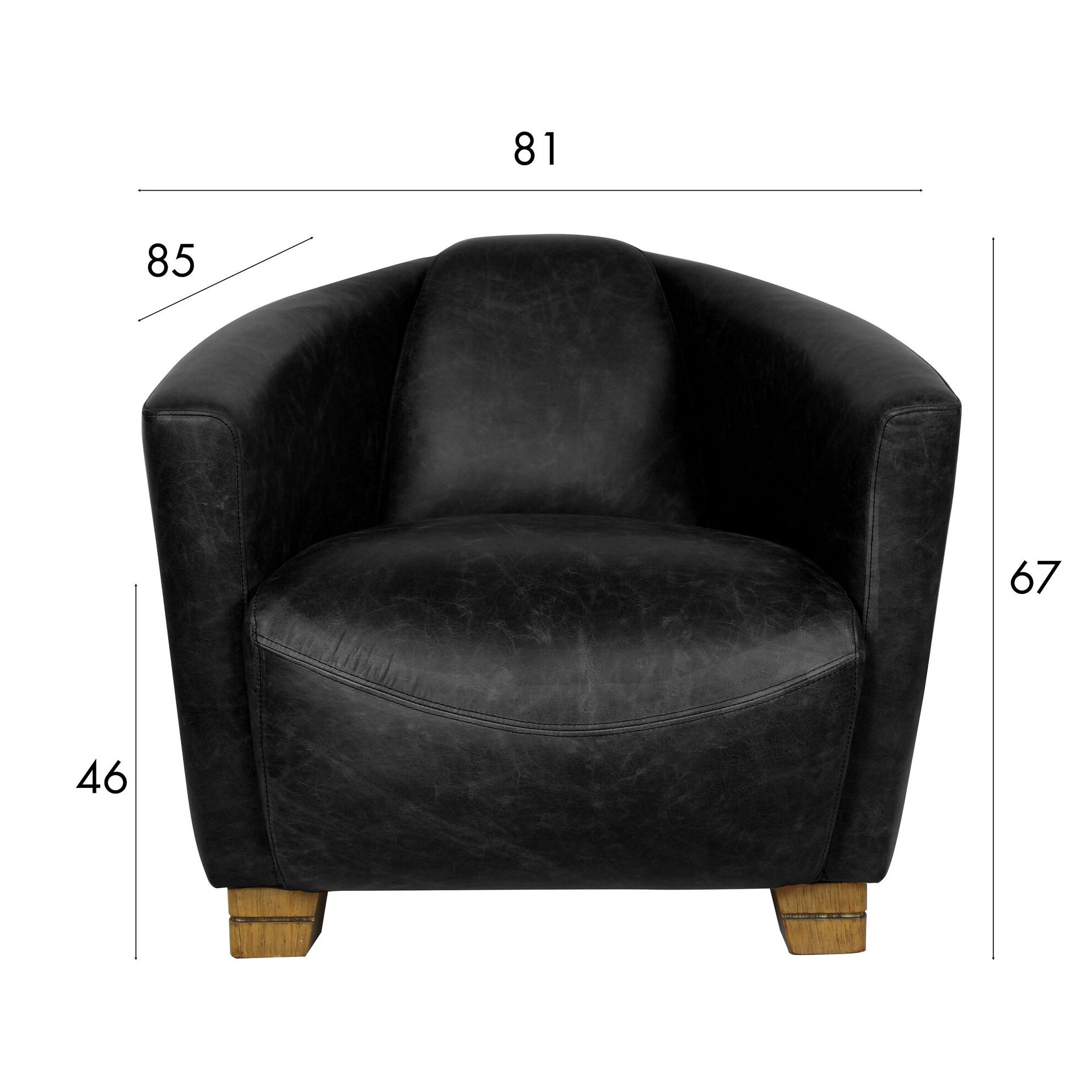 Fauteuil en cuir de vache noir POROK