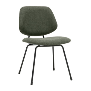 Chaises design en tissu vert kaki et métal noir (lot de 2) BARNET
