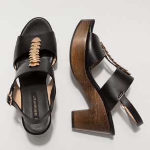 Sandalias con tacón S3270A RESTORED SKIN EBONY/ ST.LAURENT SANDAL color Ebony