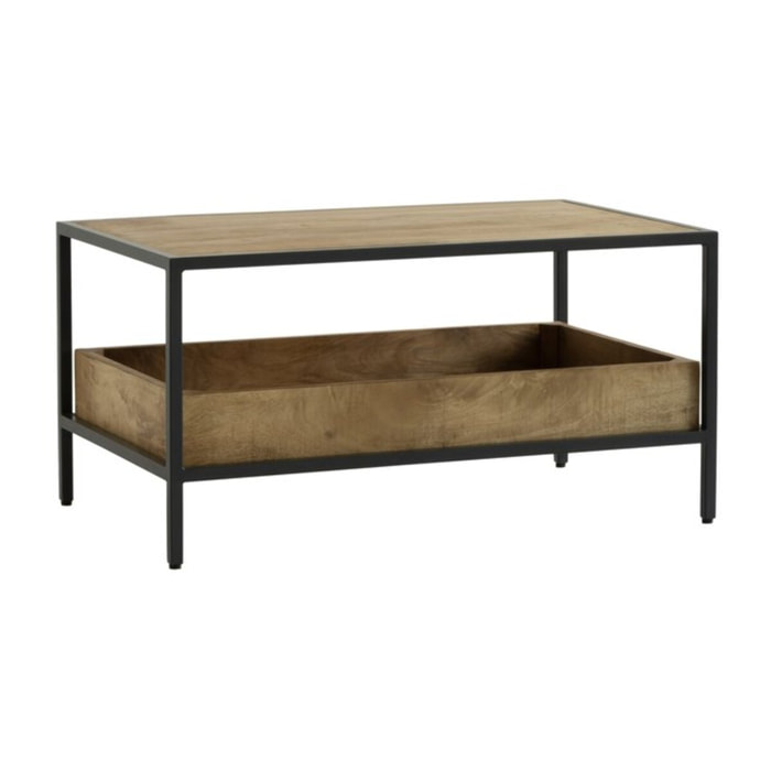 Table basse Boston -bois massif de manguier-couleur bahamas naturelles 90 x 45 x 55 cm