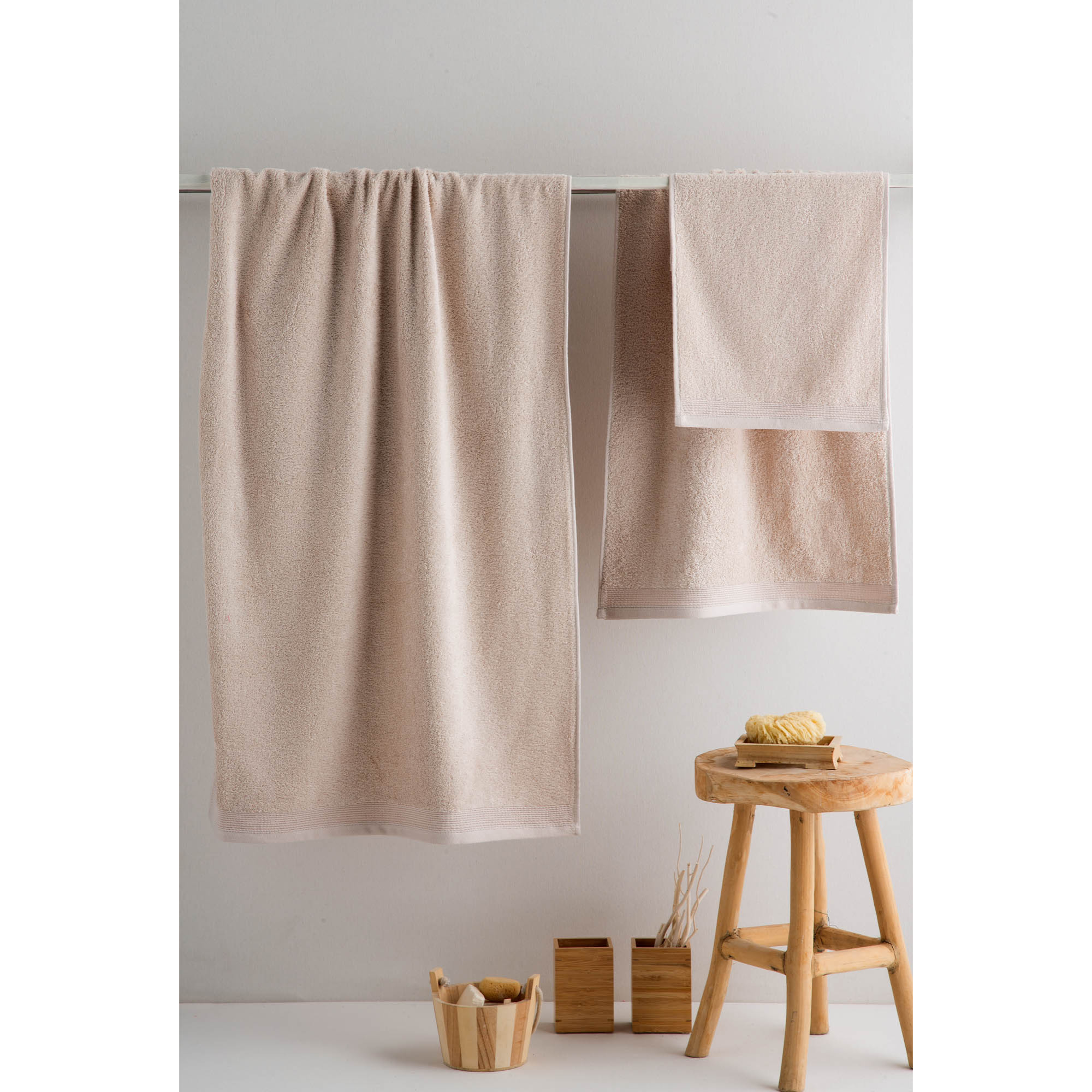 Set de 3 serviettes en coton 450 gr/m2 couleur BEIGE