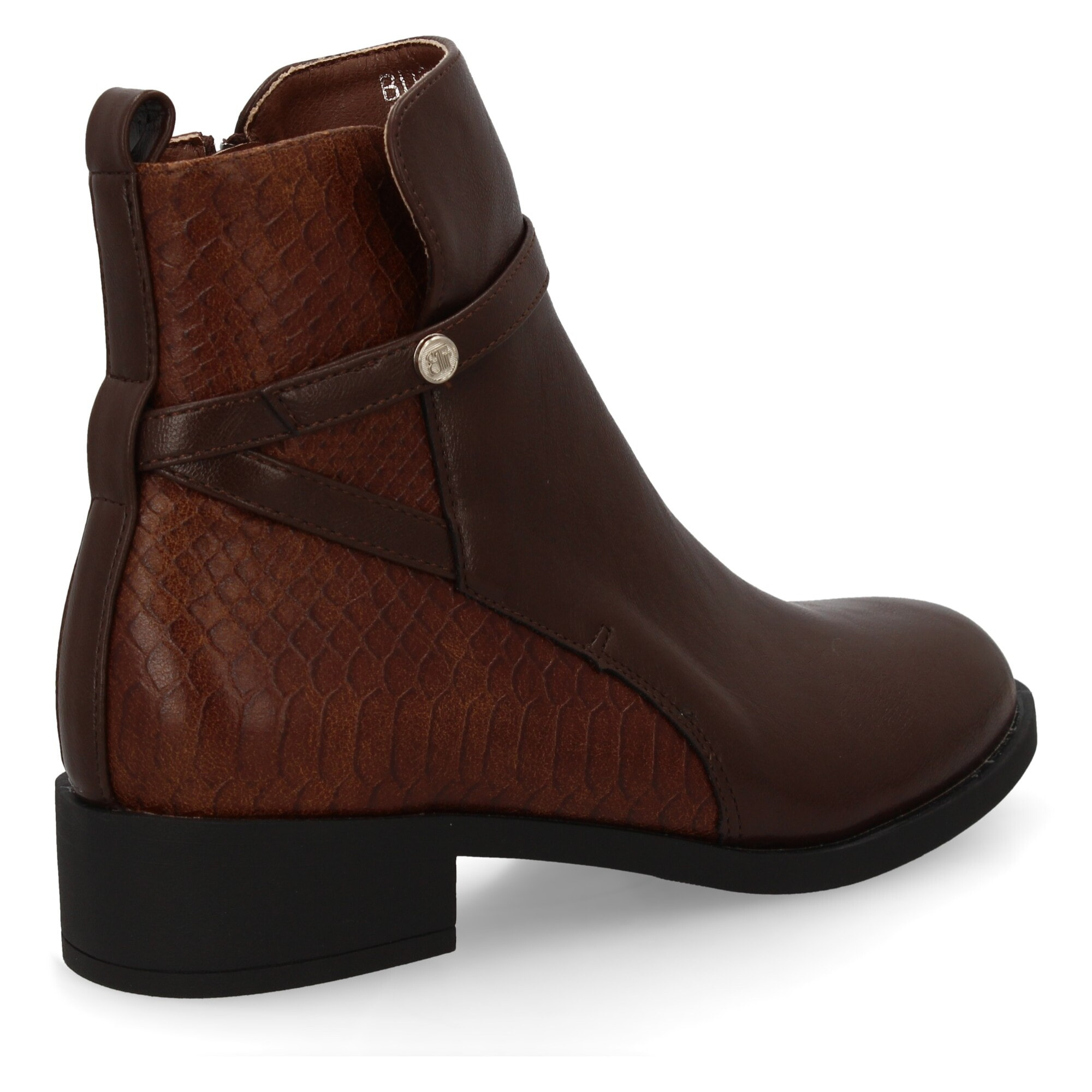 Botin mujer plano, estampado liso.