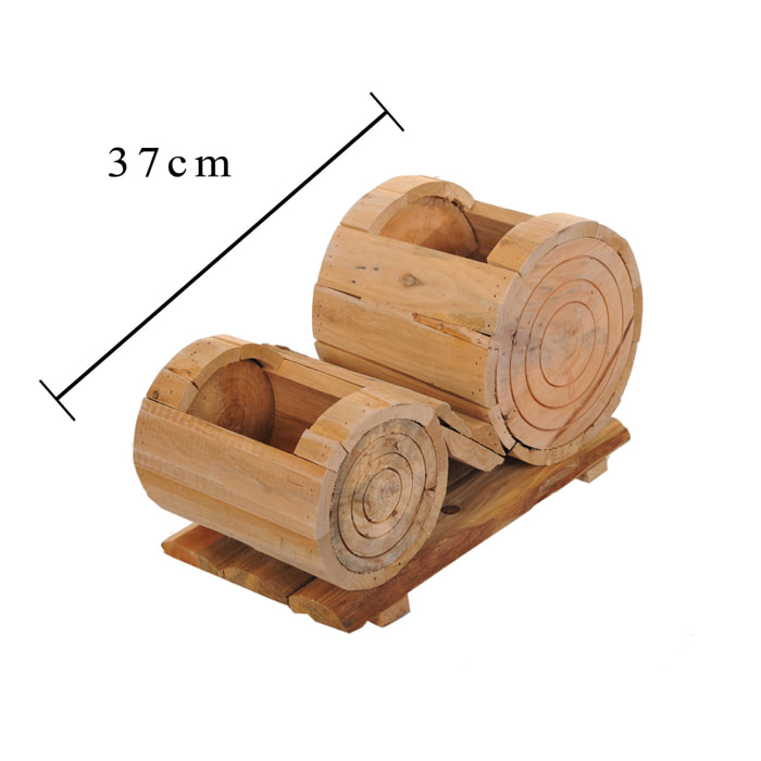 P Vasi Con Vasi X 2 Legno 37 Cm. Larghezza Legno 37 Cm Scv - Pezzi 1 - 37X23X19cm - Colore: Altro - Bianchi Dino - Articoli In Legno Cassette